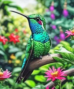 Blue Green Hummingbird Diamond Painting