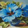 Blue Hawaiian Hibiscus Vase Diamond Painting