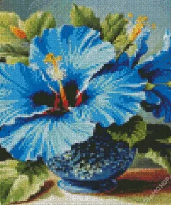 Blue Hawaiian Hibiscus Vase Diamond Painting