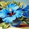 Blue Hawaiian Hibiscus Vase Diamond Painting