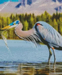 Blue Heron Eating Diamond Painting