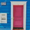Blue House With Pink Door Diamond Painting