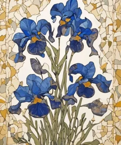 Blue Iris Mosaic Diamond Painting
