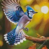 Blue Jay Bird Flying Diamond Painting