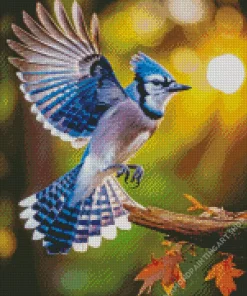 Blue Jay Bird Flying Diamond Painting