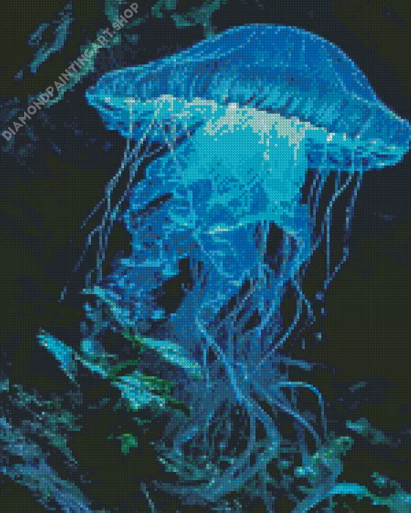blue jellyfish Diamond By Numbers Blue Jellyfish Diamond Painting