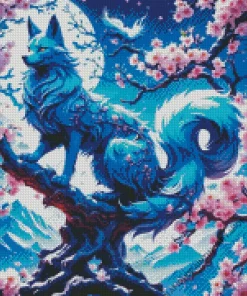 Blue Kitsune Diamond Painting