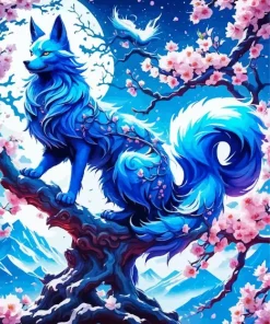 Blue Kitsune Diamond Painting