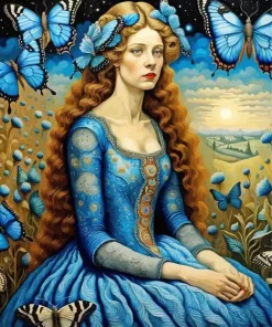 Blue Lady Butterfly Diamond Painting