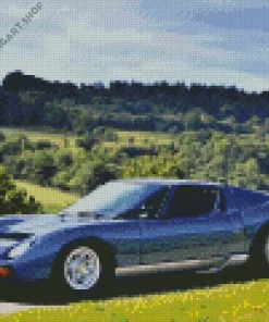 Blue Lamborghini Miura Car Diamond Painting