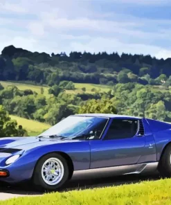 Blue Lamborghini Miura Car Diamond Painting