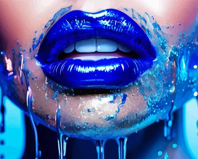 blue lips Diamond With Numbers Blue Lips Diamond Painting