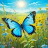 Blue Monarch Butterfly Diamond Painting