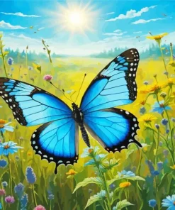 Blue Monarch Butterfly Diamond Painting