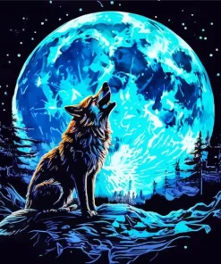 Blue Moon Wolf Diamond Painting
