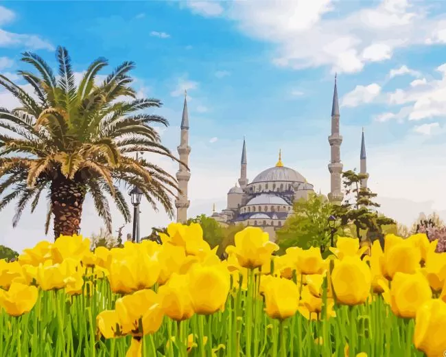 blue mosque Diamond With Numbers Blue Mosque Diamond Painting