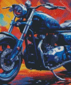 Blue Motorbike Art Diamond Painting