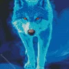 Blue Neon Wolf Diamond Painting