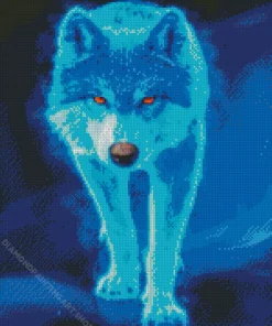 Blue Neon Wolf Diamond Painting
