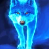 Blue Neon Wolf Diamond Painting