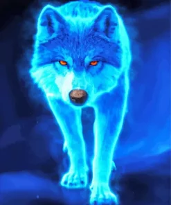 Blue Neon Wolf Diamond Painting