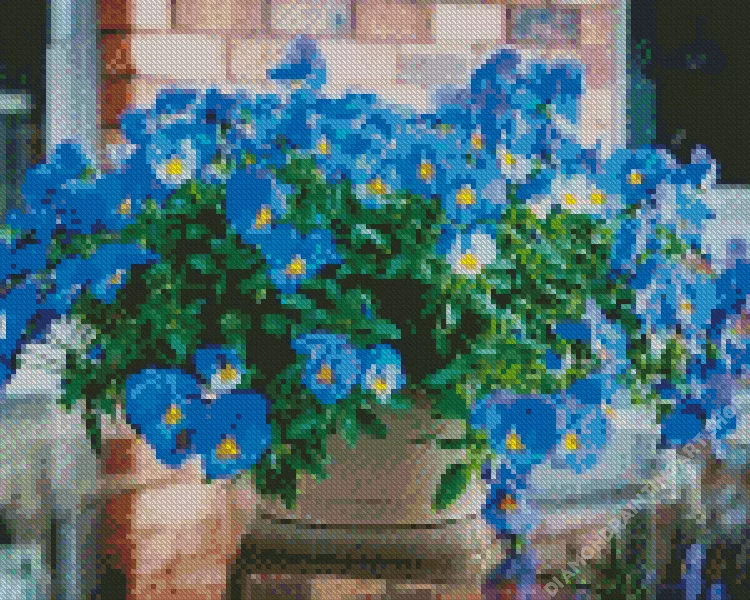 blue pansy flowers vase Diamond Paintings Blue Pansy Flowers Vase Diamond Painting