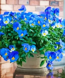 Blue Pansy Flowers Vase Diamond Painting