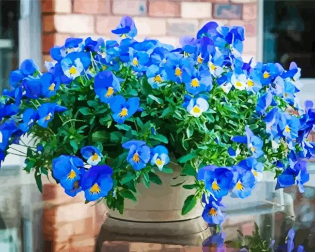 blue pansy flowers vase Diamond Paints Blue Pansy Flowers Vase Diamond Painting
