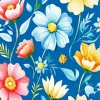 Blue Pink And Yellow Flowers Diamond Painting