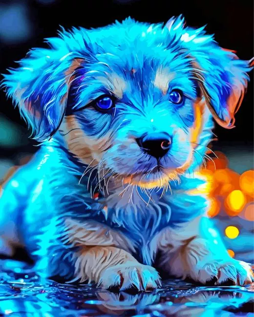 blue puppy Diamond Paintings Blue Puppy Diamond Painting