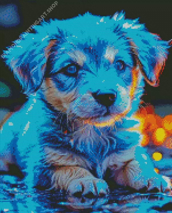 blue puppy Diamond With Numbers Blue Puppy Diamond Painting