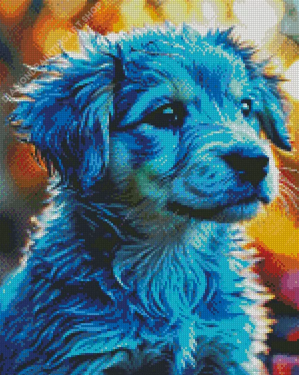 blue puppy dog Diamond With Numbers Blue Puppy Dog Diamond Painting