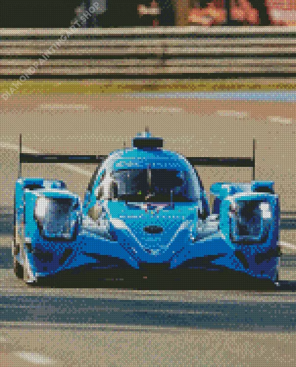 blue race car Diamond With Numbers Blue Race Car Diamond Painting