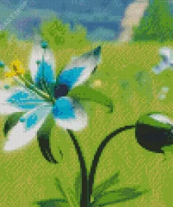 Blue Zelda Flower Diamond Painting
