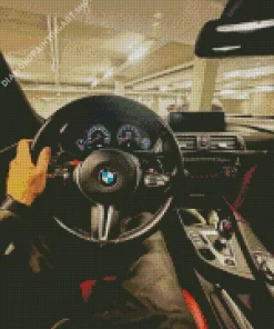 Bmw Steering Wheel With Hand Diamond Painting