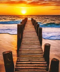 Boardwalk Sunset View Diamond Painting