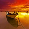 Boat At Sunset Diamond Painting