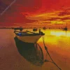 Boat At Sunset Diamond Painting