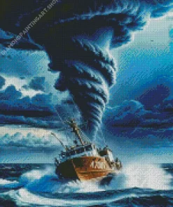 Boat In Storm Diamond Painting