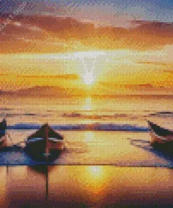 Boats On Beach Diamond Painting