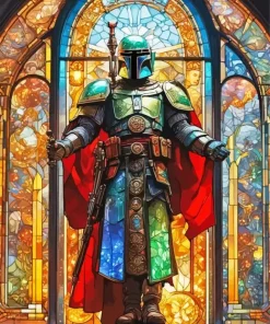 Boba Fett Stained Glass Diamond Painting