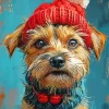 Border Terrier In A Bobble Hat Diamond Painting