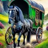 Bow Top Wagon Black Horse Diamond Painting
