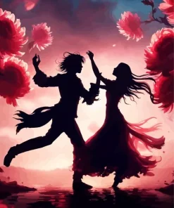 Boy And Girl Silhouette Dancing Diamond Painting