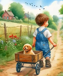 Boy And His Dog Diamond Painting