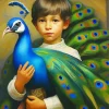 Boy And Peacock Diamond Painting