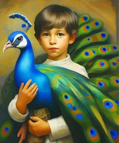 Boy And Peacock Diamond Painting
