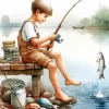 Boy Fishing Diamond Painting