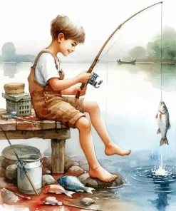 Boy Fishing Diamond Painting