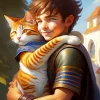 Boy Hugging Cat Diamond Painting